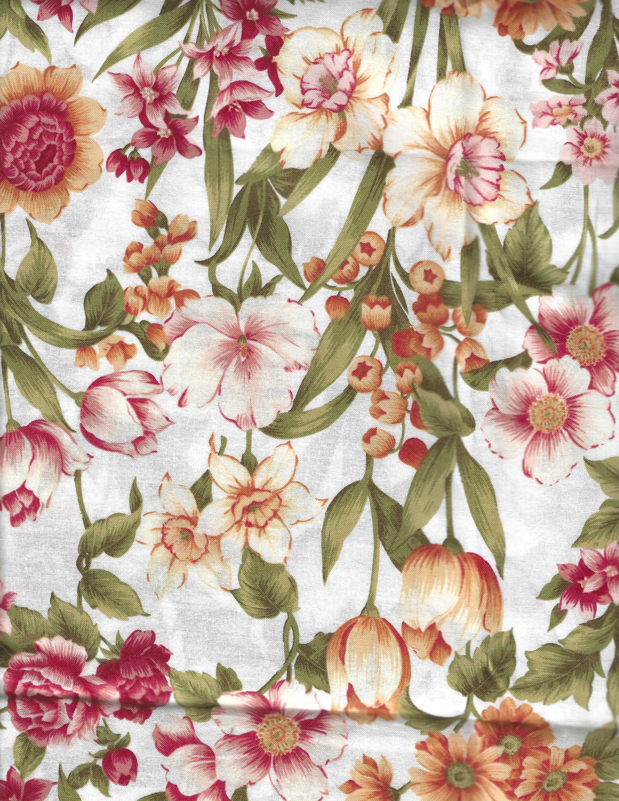 Jolanic Pattern Fall Flowers with Long Green Stems on White by Joann's, Pattern C60-20 ...