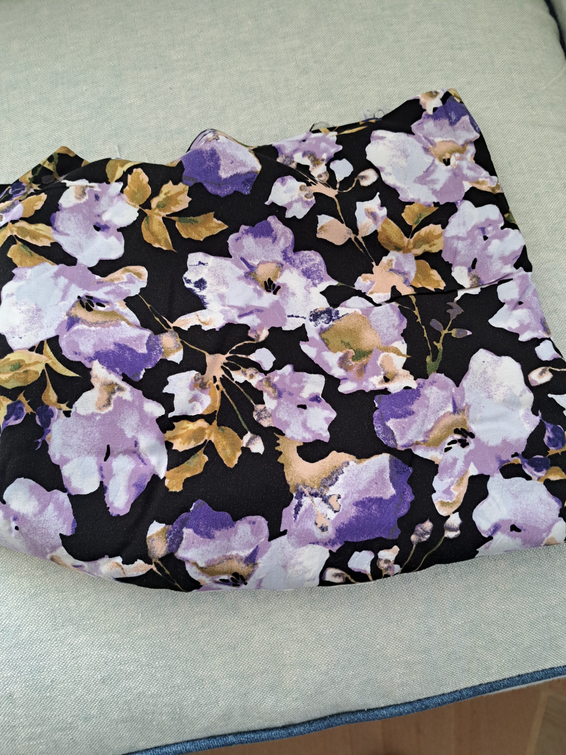 Black/Lilac/Army Green Floral Print Challis