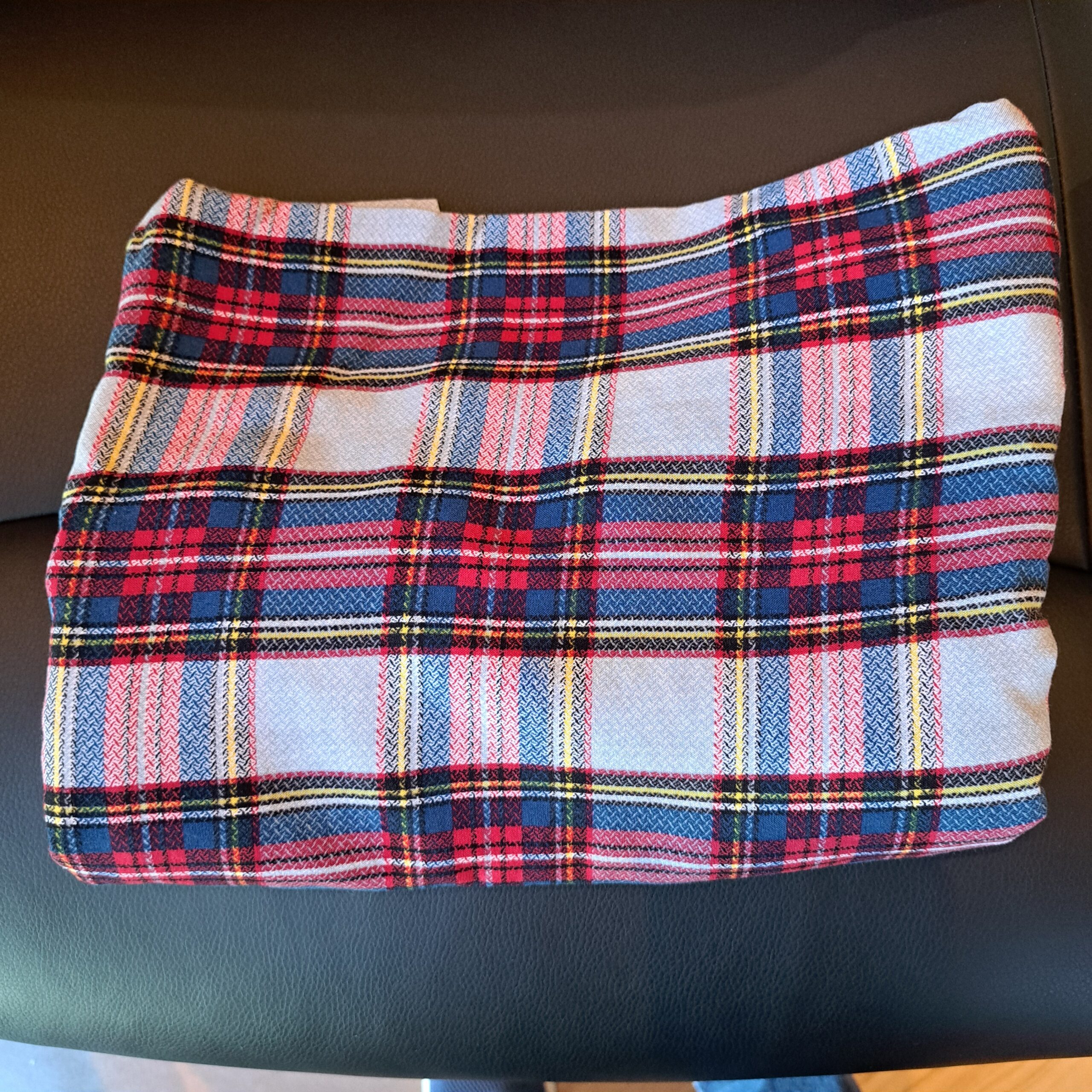 Candy Red/Admiral Blue/Black/Yellow w Icy Blue Rayon Plaid Challis