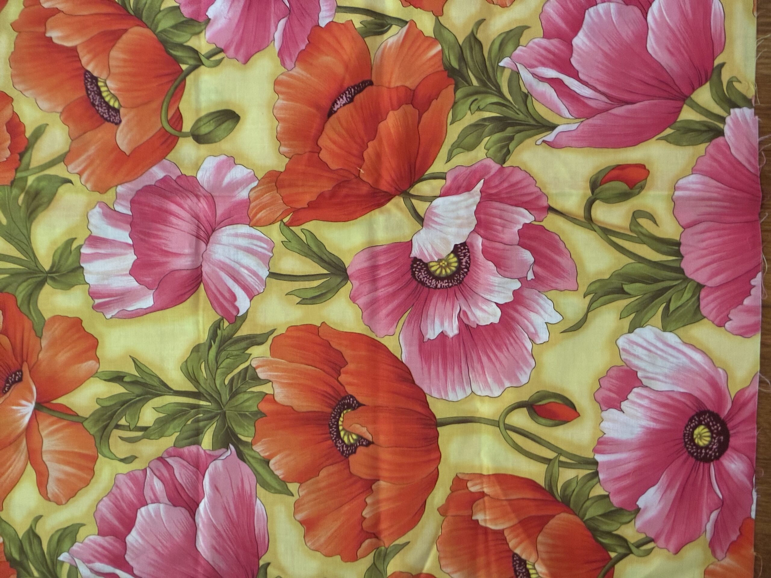 Benartex "Flower Show 3" Pink/Yellow/Orange 1.5 yards